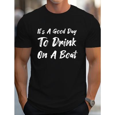 Europäische Größe Bootstag Trinkspaß Herren Freizeit Rundhals Kurzarm T-Shirt für den Sommer, GROSSE GRÖSSE