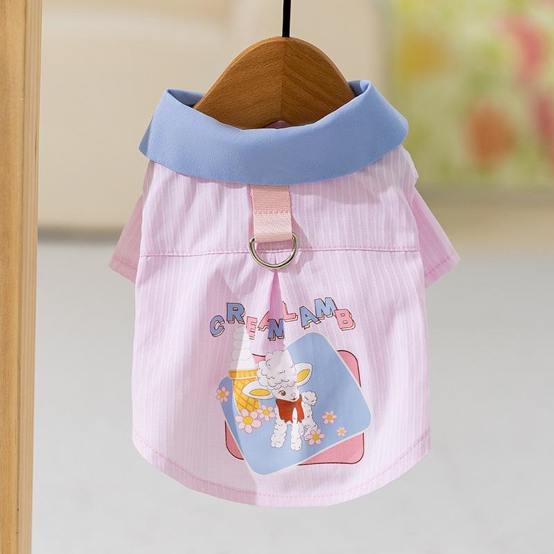 Spring and Summer Dog Thin Breathable Cute Lamb Striped Cartoon Vest Two-legged Shirt Cat Pet Dog Clothes