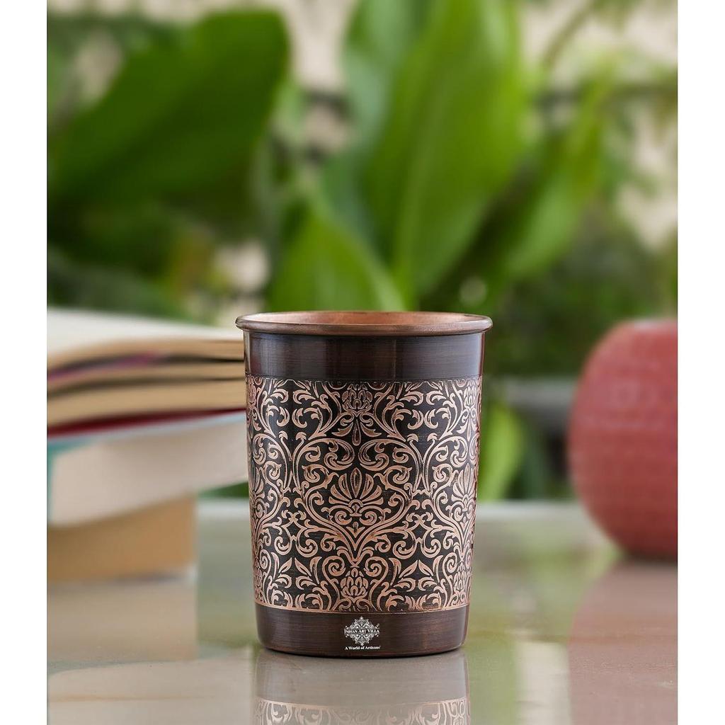 Design Glass – 275 ML, Ayurvedic Copper Drinkware for Daily Use, Elegant Handcrafted Water Glass for Home, Office, and Gifting, Set of 6