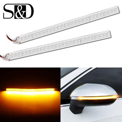 2ks Univerzální zpětné zrcátko do auta 28SMD LED pás svítící svítilna směrová světla směrová světla tekoucí páska proudící dynamické flexibilní boční světlo oranžová