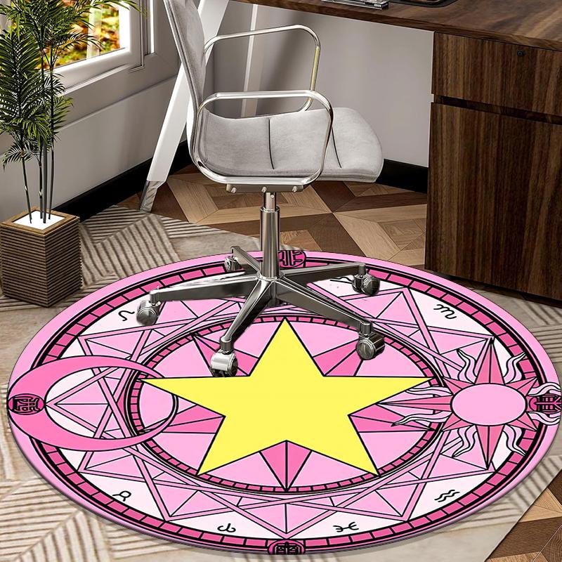 Celtic Moon Pentagram Art Round Carpet Chair Cushion Round Entryway Rug, Soft Round Rugs for Living Room, Bedroom, Circle Carpet Decor Gifts