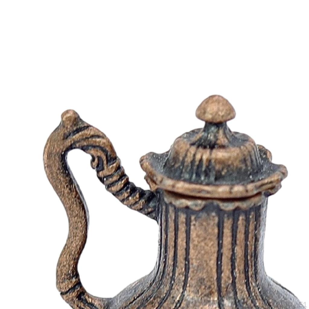 1/12 Dollhouse Miniature Flagon Room Kitchen Appliance Craft Dioramas Mini Metal with Cups