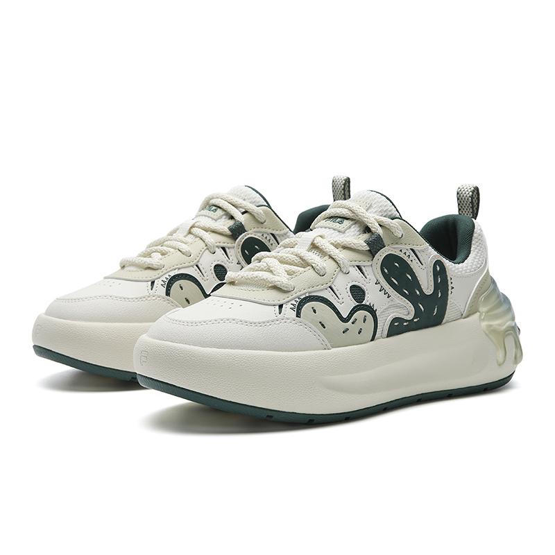 FILA CACTI Coverage Abrasion Resistant Height Increasing Low top Skateboard Shoes Women's Tofu White F12W611208FTH