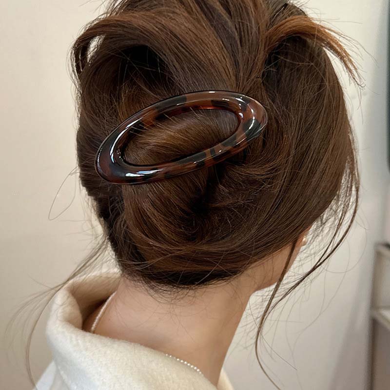 Vintage Leopard Oval Haarfeder-Spange für Frauen Mädchen Koreanische Acetat BB Haarspange Haarspangen Schmuck Y2K Haarschmuck