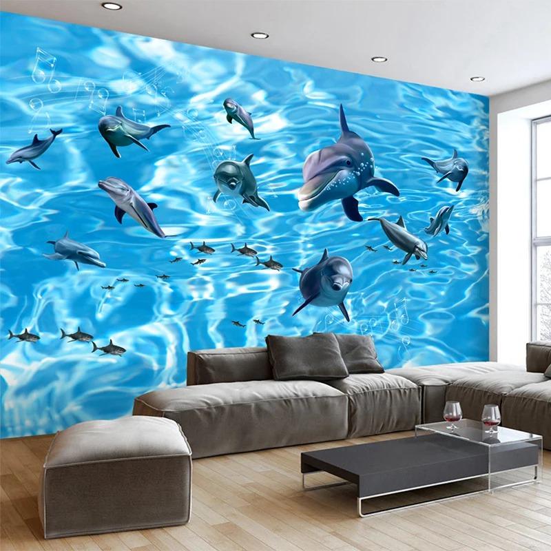 Dolphin Photo Wallpaper Kids' Room Wall Paper Sofa Backdrop Poster Home Decor Large Mural