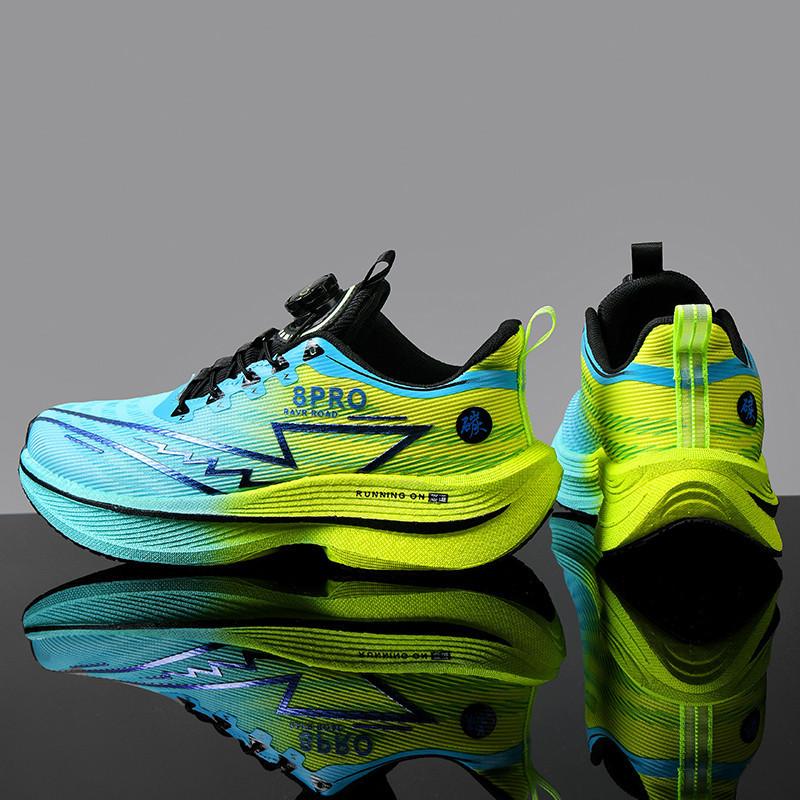 Mandarin duck running shoes new carbon plate + popcorn size 33-45 men and women couple running shoes sports shoes rotating buckle