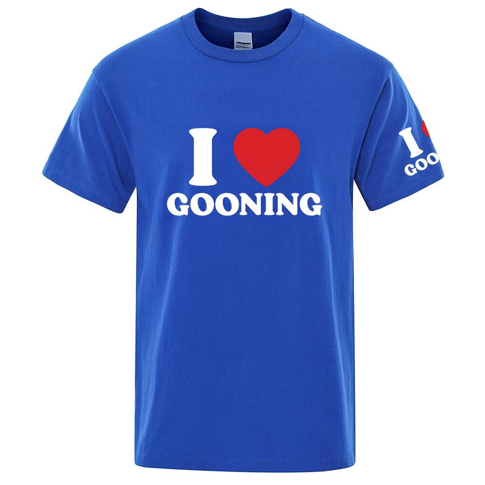 Summer 2025 I Love Gooning Logo Print Unisexs New Pure Cotton Casual Breathable High Street Lightweight Ice Silk Tshirt