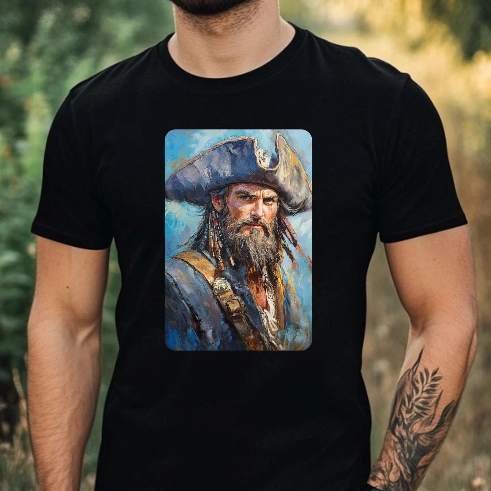 T-Shirt Herren Pirat Portrait Motiv Baumwolle Größe XS bis 5XL XXXL
