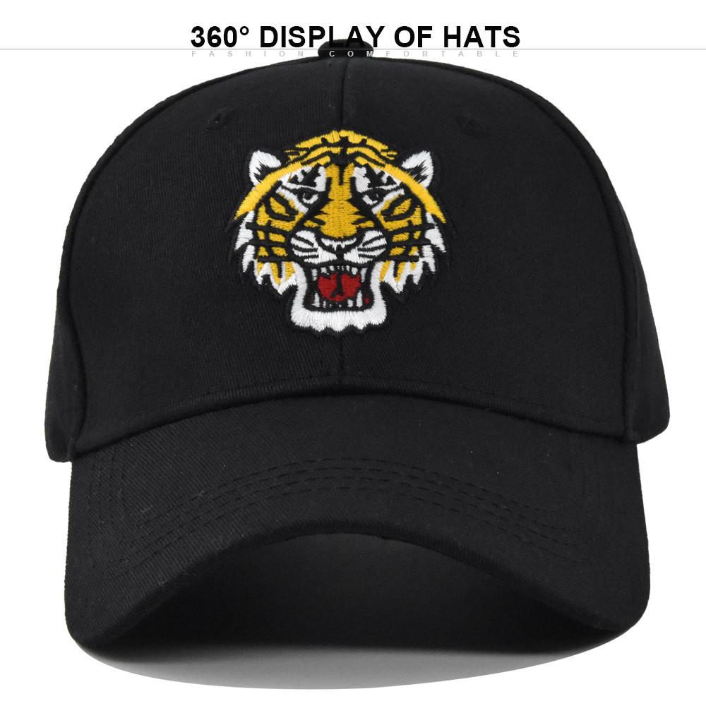 Męska Czapka Baseballowa z Głową Tygrysa Ins Modna Czapka z Daszkiem Duck Tongue Koreańska Moda Codzienna Miękki Daszek Biała