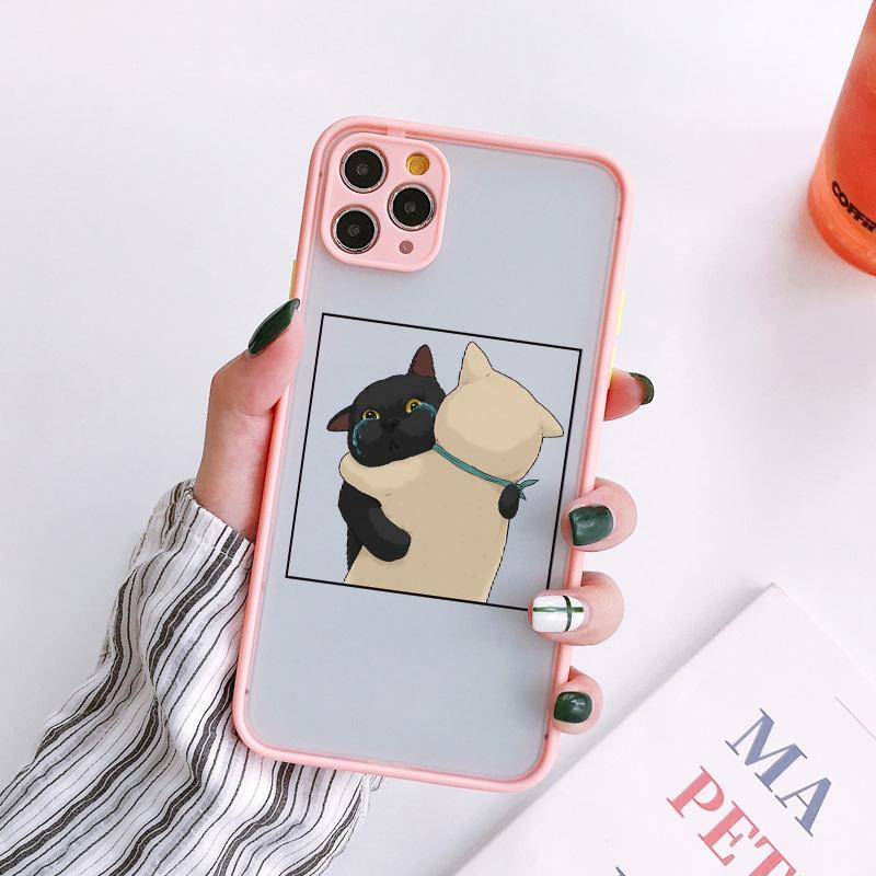 Funny Cartoon Cat Phone Case For iPhone 7 8 Plus SE2 X XR XS MAX For Iphone 15 14 12 13 Mini 11 Pro Max Cute Animal Back Cover
