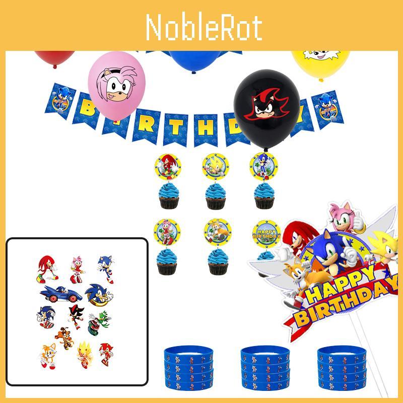 Party Birthday Cartoon Decorations Banners Cake Topper Balloon Set