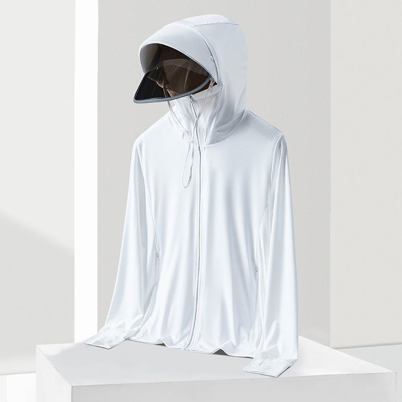 

Unisex Sun-Protective Outdoor Jacket with Removable Brim Goggles, Breathable Ice Silk Fabric for Summer UV Protection L