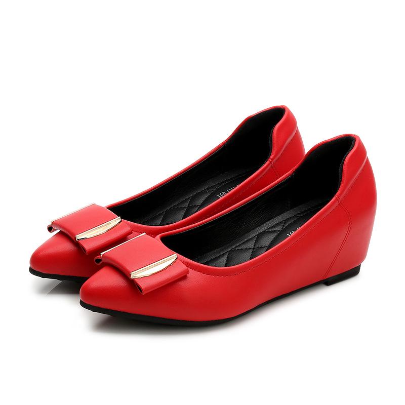 Spring 2025 Women s Black Leather Wedge Work Shoes - Soft Sole & Versatile Comfort 36 красный