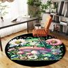 1PC Frog Mushrooms Flowers Round Chair Mat Area Rug - Non-Slip, Floor Mat for Office, Bedroom, Home Decor Christmas Gift C0528056