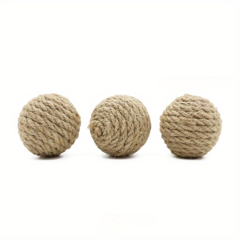 3pcs natural hemp ball box and chasing toy indoor cat products handmade cat ball, pet hemp rope ba