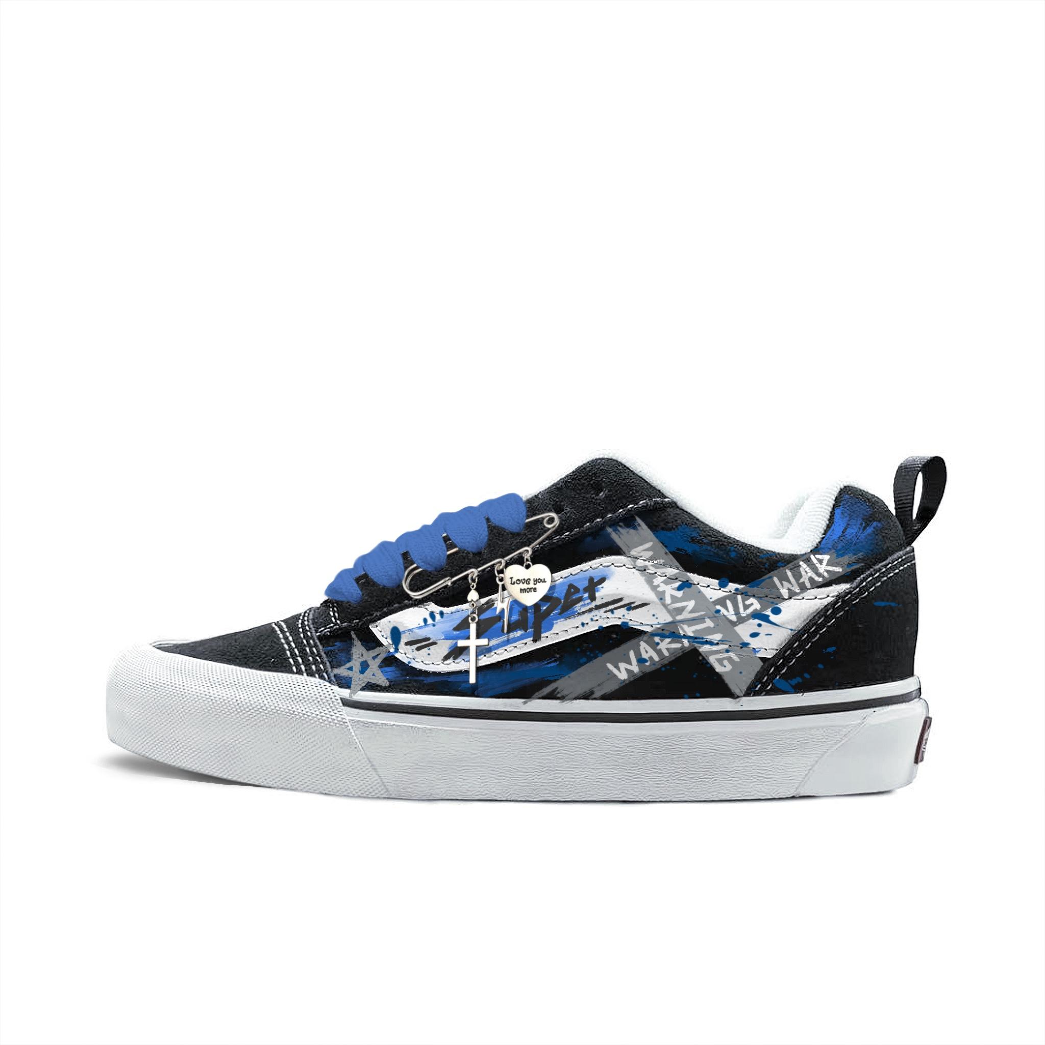 

Vans Knu Skool Abrasion Resistant Abrasion Resistant Low top Skateboard Shoes Unisex Blue White VN0009QC6BT1(Team613-) 35