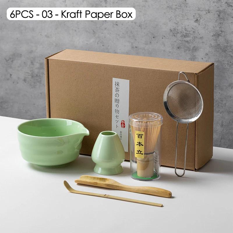 Japanese Matcha Blender Ceremony 4/5/6pcs Set Ceramic Chawan Bowl Bamboo Whisk and Tea Scoop Matcha Tools Kit for Tea Lovers