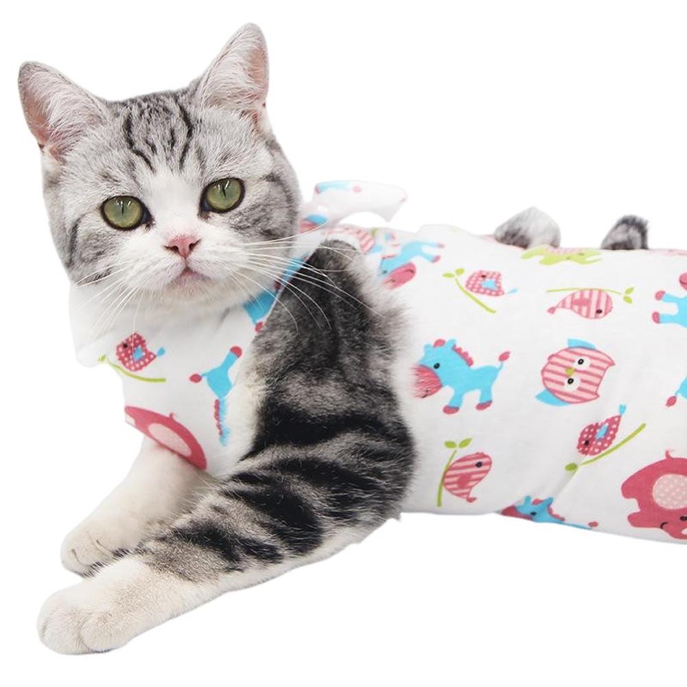 Costum de recuperare după operație pentru pisici, cămașă de recuperare pentru animale de companie pentru răni abdominale și boli de piele, protecție anti-lingere răni după sterilizare pisici