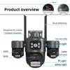 ICSee 9MP HD Outdoor Wireless Camera with Triple Lens and Screen