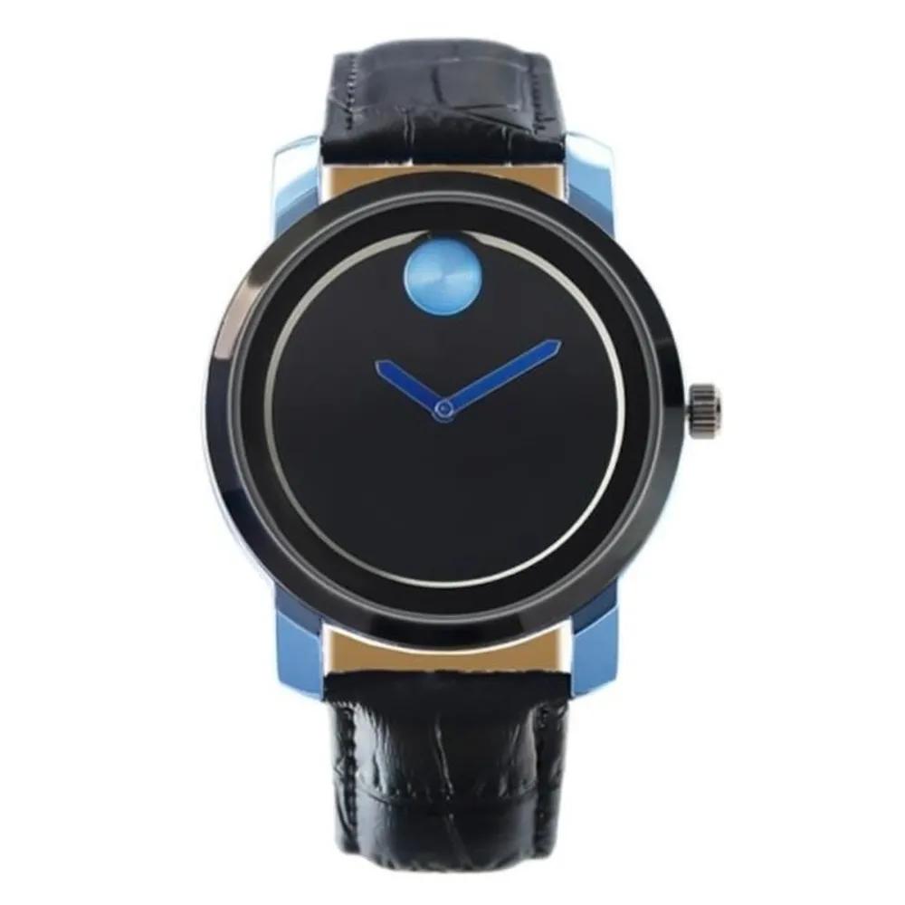 Men s round fashion large wrist minimalist blue watch A20463_(Large) Blue