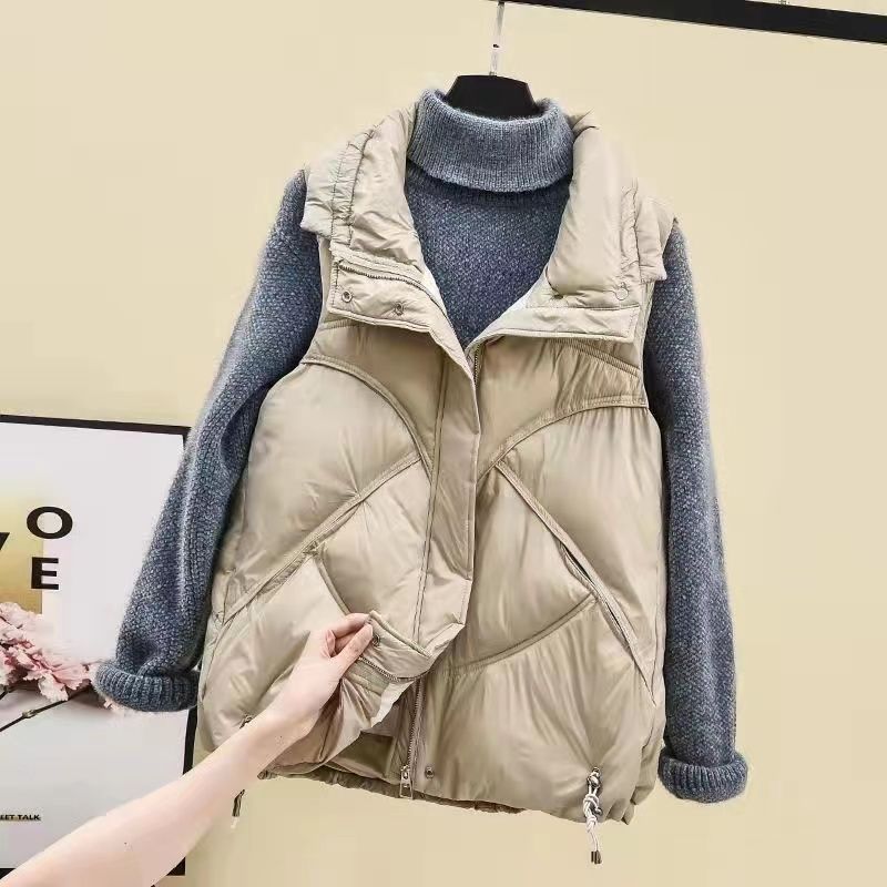 Women's Winter Outer-Wear Down Vest Loose Plus Size Stand Collar Down Waistcoat Gilet