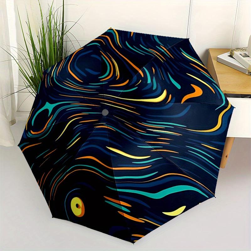 1pc Galaxy Swirls Automatic Open/close Folding Compact Umbrella, 8 Rib Sturdy Canopy, Lightweight Portable, Everyday Use, Gift,,091