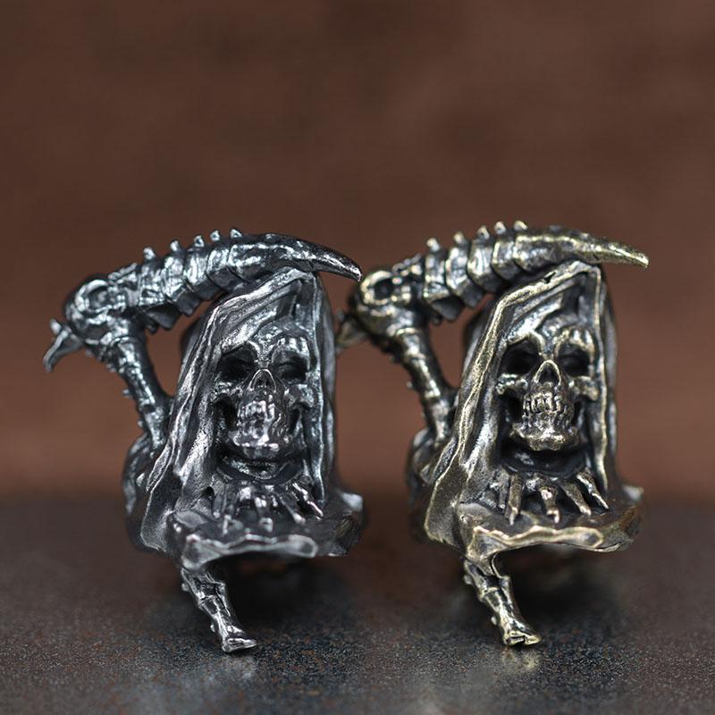 Grim Reaper Skull Brass Knife Beads EDC DIY Paracord Woven Bracelets Lanyard Pendants Accessories Outdoor Tool Hangings Charms