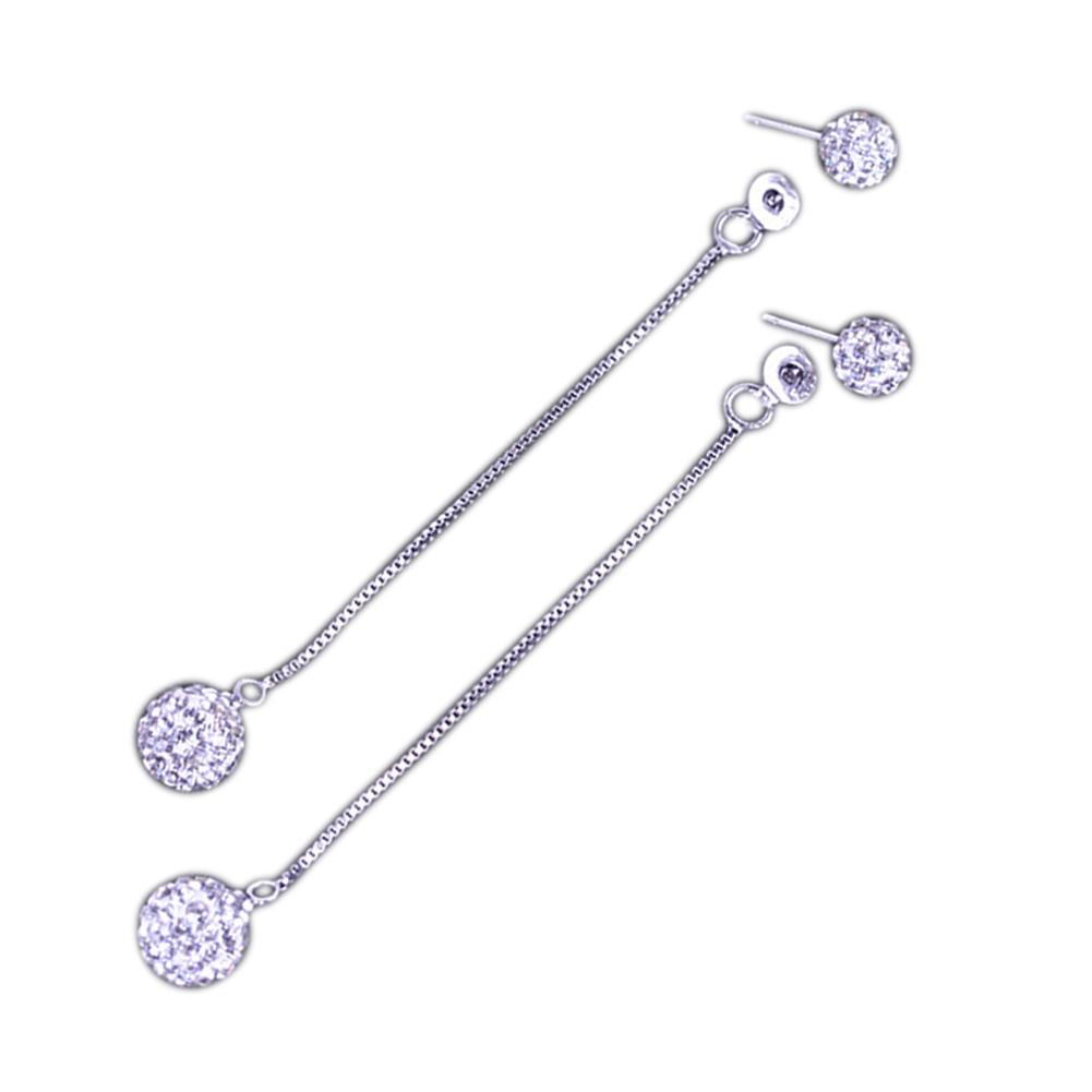Damskie Eleganckie Moda Koreański 925 Posrebrzane cyrkonie Vintage Antyalergiczny W pełni wyłożone kryształkami Kula Długi frędzel Ear Stud Kobiece Kolczyki wiszące