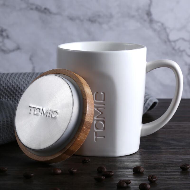 

TeMeiKe Large Capacity Borosilicate Glass Mug with Lid, White