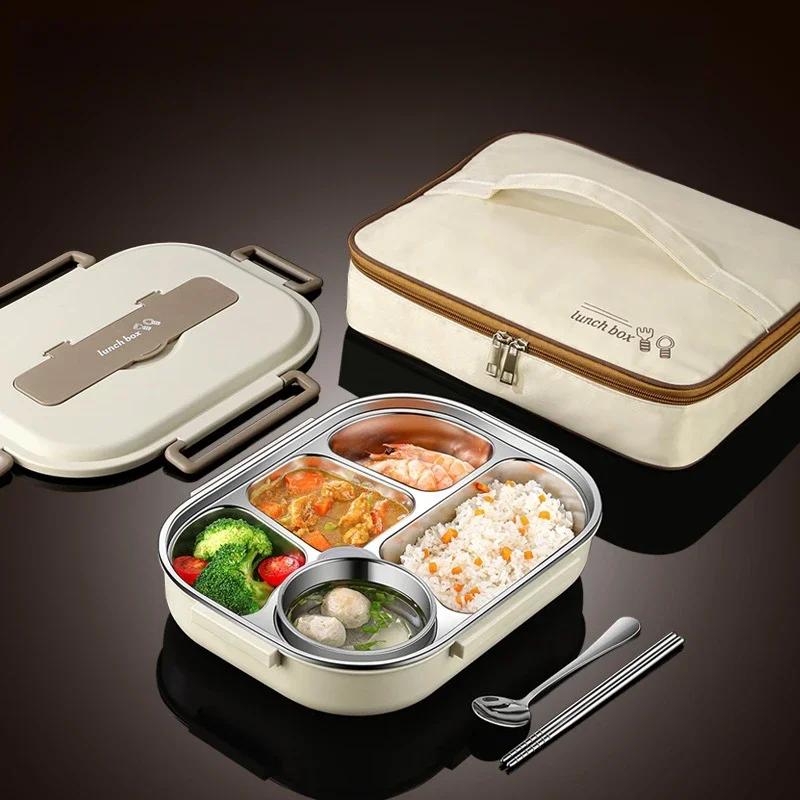 304 Stainless Steel Insulated Lunch Box-Sealed Portable Bento Box Microwave-Heatable Food Container for Office Workers Students