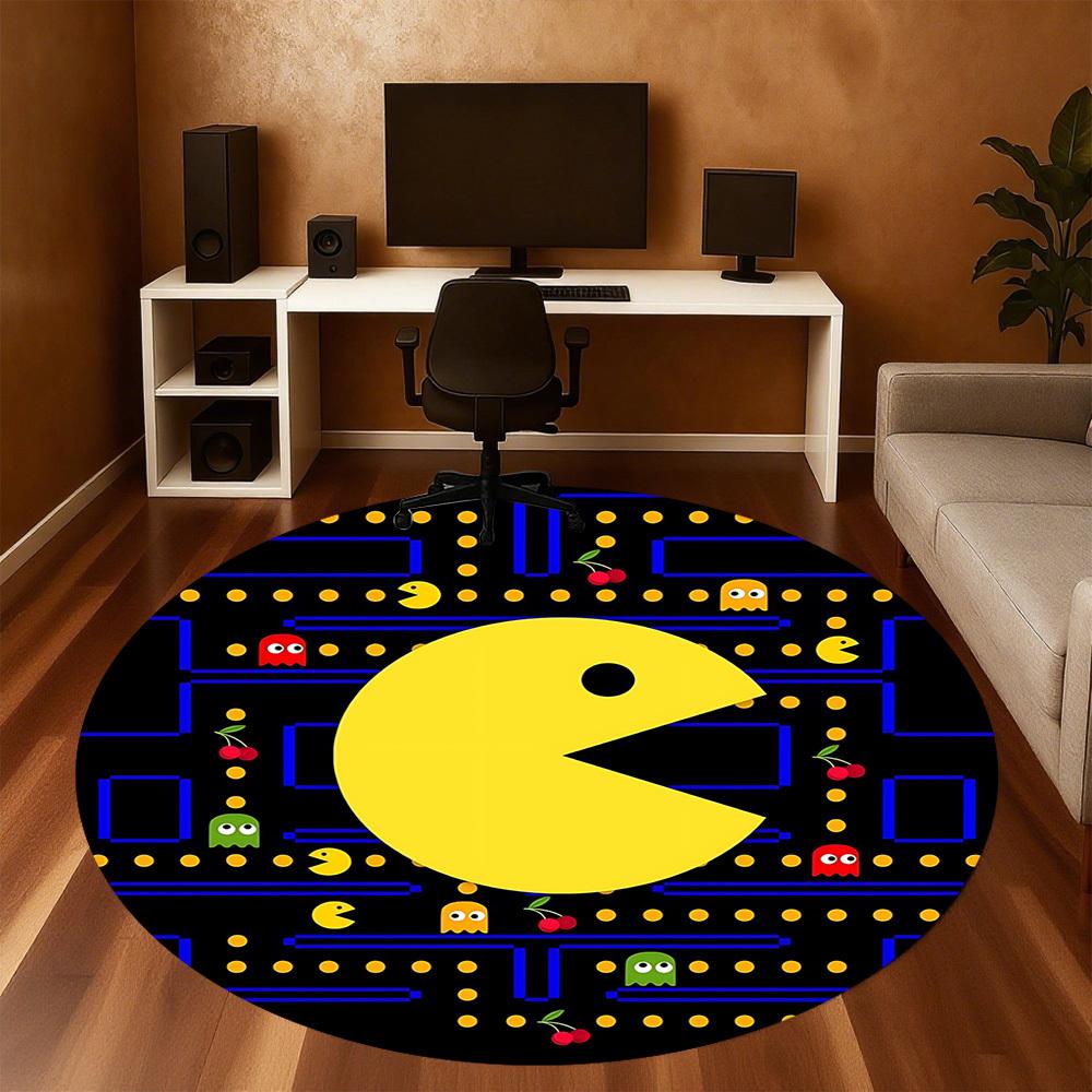 1pc Pac-Man, Maze Round Chair mat Area Rug - Non-Slip, Floor Mat for Office, Bedroom, and Indoor Decor c1125183