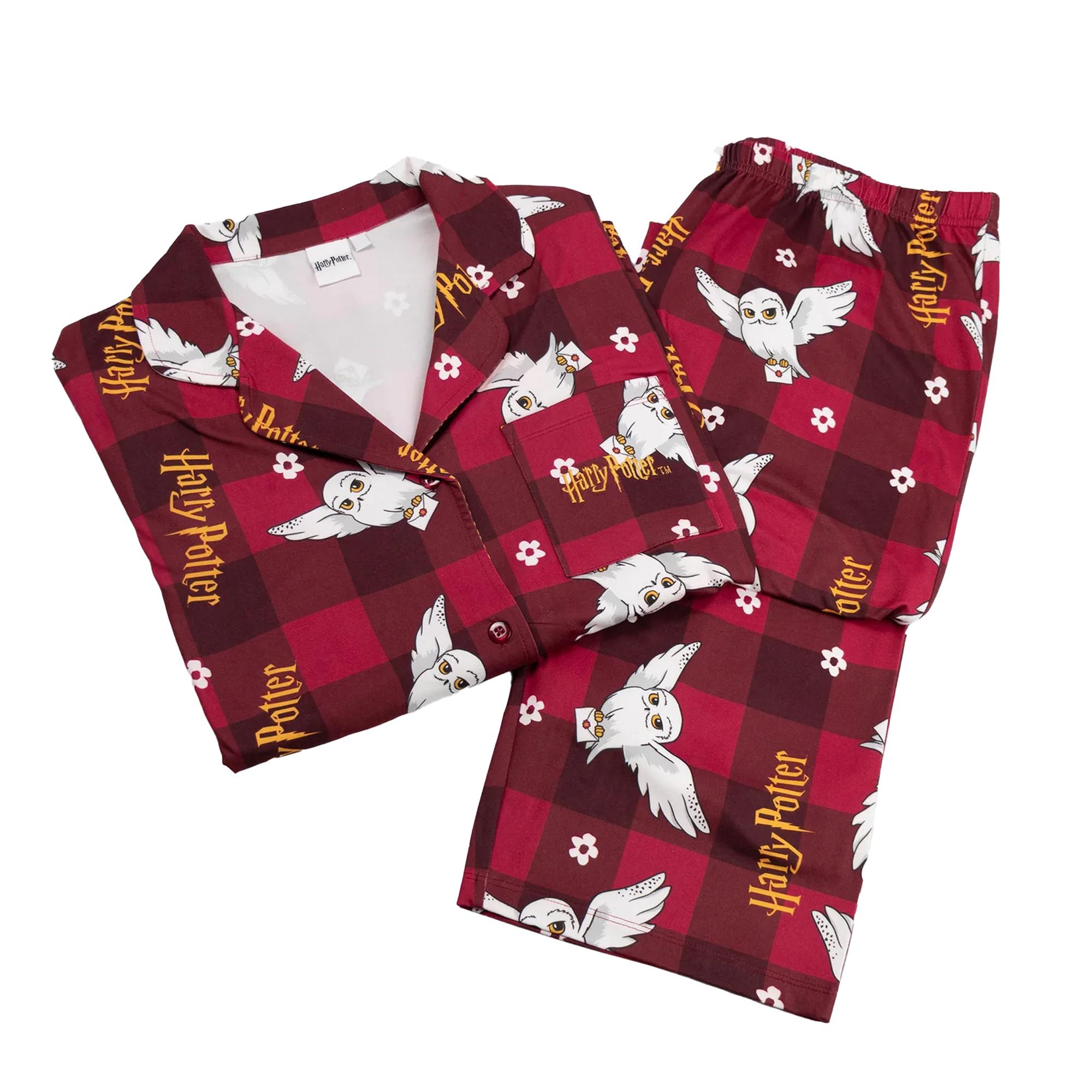 Harry Potter Damen Hedwig Langarm-Pyjama-Set S rot