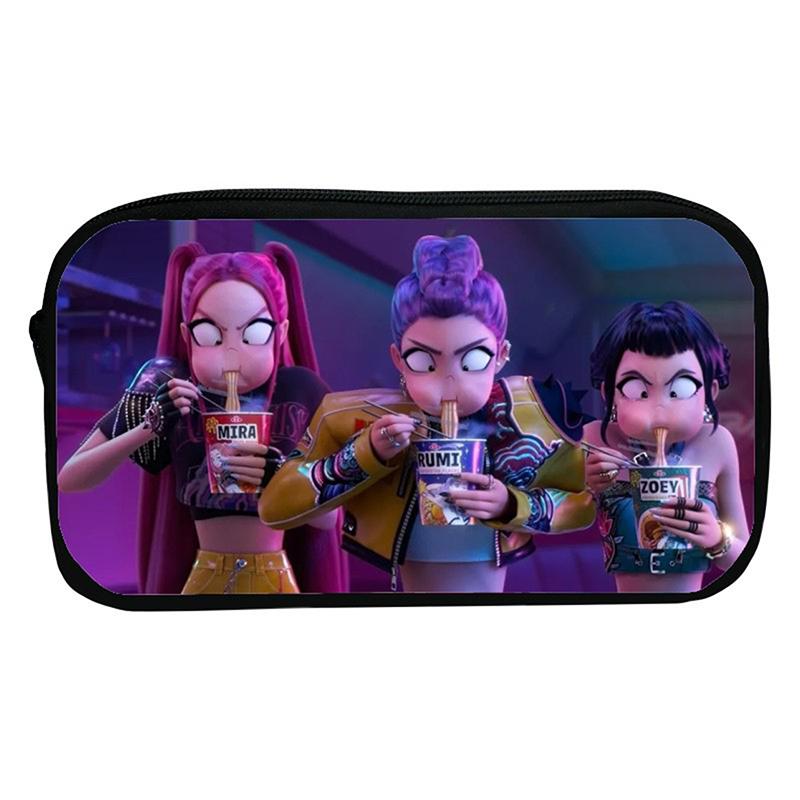 Kpop Demon Hunters Student Pencil Case Cartoon Large Capacity Pencil Box Stationery Supplies Girl Cosmetic Storage Bag Gifts