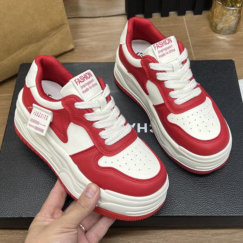 Thick-soled heightening board shoes women's 2025 new sports and leisure women's shoes high-heeled muffin spring shoes women's