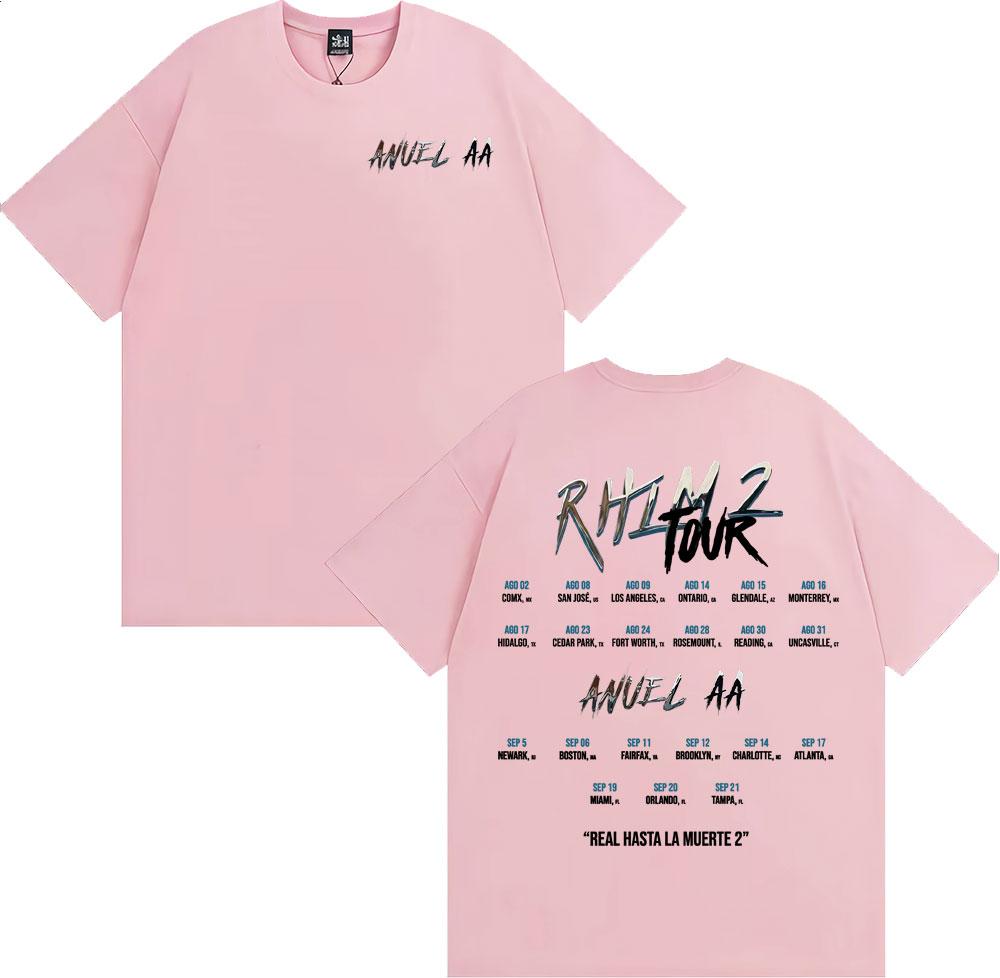 Anuel AA Rhlm 2 Real Hasta La Muerte Album Print T Shirt Mens Women Hip Hop 90s Vintage Cotton Short Sleeve Tshirts Streetwear