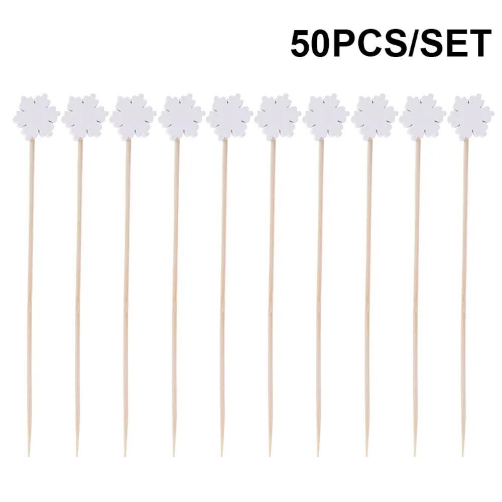 50/100Pcs Disposable Christmas Fruit Picks Santa Claus Fruit Salad Bamboo Sticks  Dessert