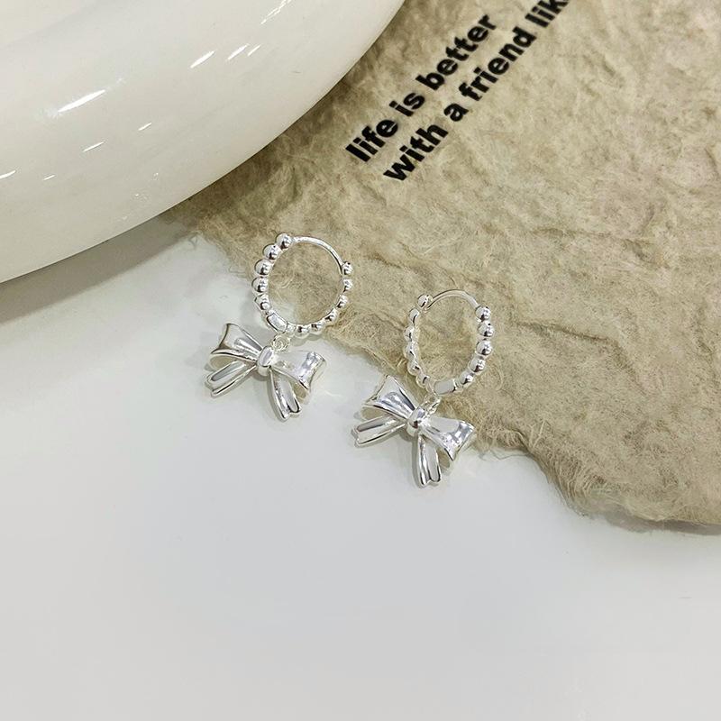 Bow Pendant Rice Bead Ear Button Women's Earrings Earrings Personalized Simple Earrings