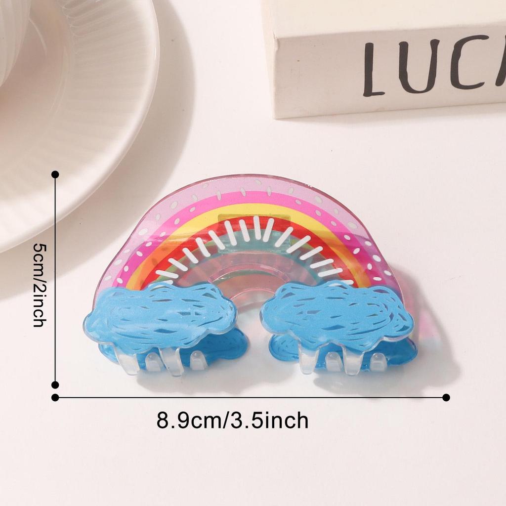 Dreamy Rainbow Cloud Shark Hair Clip – Sweet Metal Spring Claw for Women
