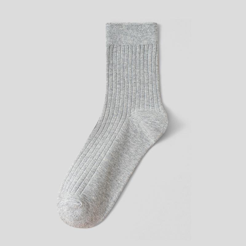 

Мужские хлопковые носки средней длины — черно-белые, плотные, теплые, универсальные. One Size светло-серый