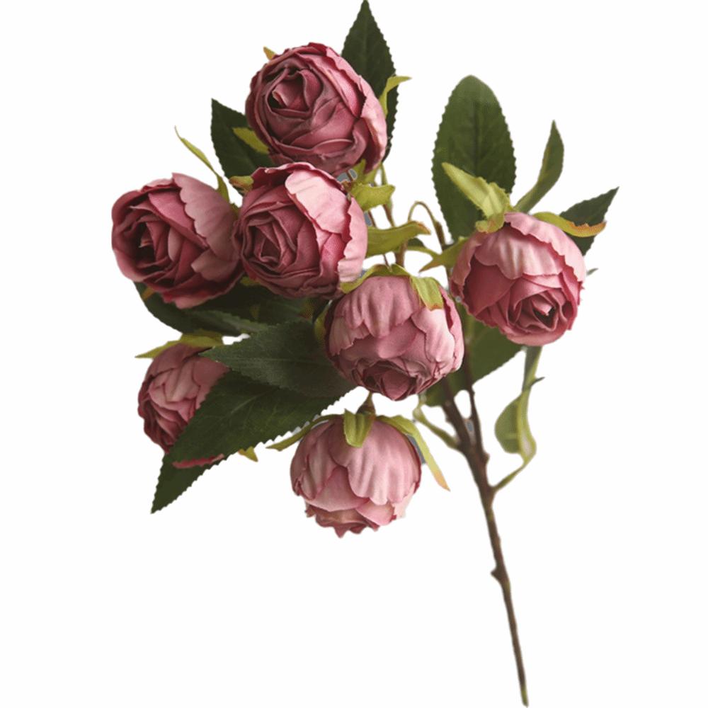 

Multicolor Artificial Rose Flower Green Leavees 7 Heads Simulation Flower Silk Petals Photo Props Rose Faux Flower темно-фіолетовий колір