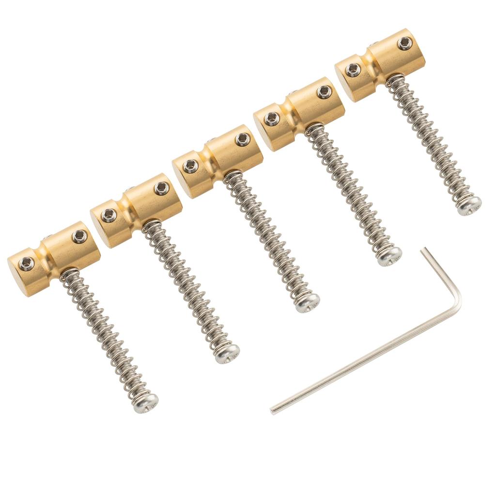 Musiclily Pro 17mm Brass Bass Saddles for 5-String PB Precision Bass/JB Jazz Bass, Original Color (Set of 5)