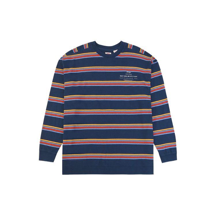 

Мужской вязаный свитер Levis Winter Wave Series в полоску с круглым вырезом и длинным рукавом, свитер, темно-синий 34322-0000 L