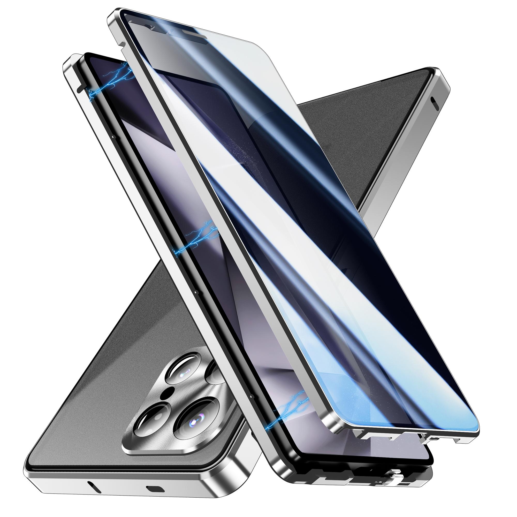 

Чехол для Samsung Galaxy S25 Ultra Антишпионский Двустороннее Закаленное Стекло Магнитная Крышка для Телефона Silver