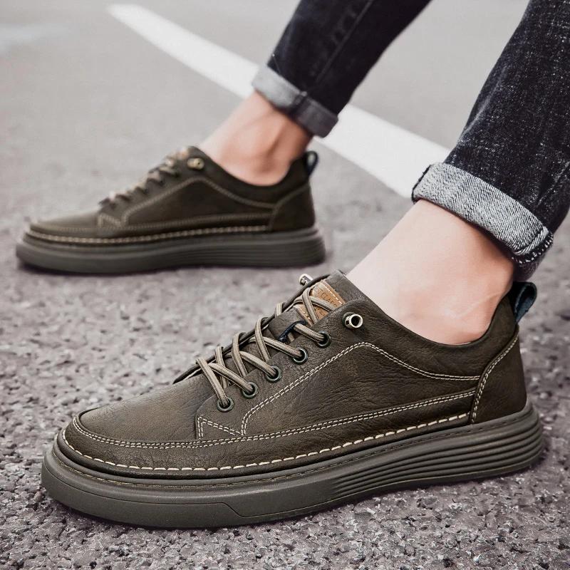 Fashion Genuine Leather Casual Shoes for Men Shoes Luxury Sneakers Male Comfortable Cow Leather All-match Comfortable Skate Men's Shoes