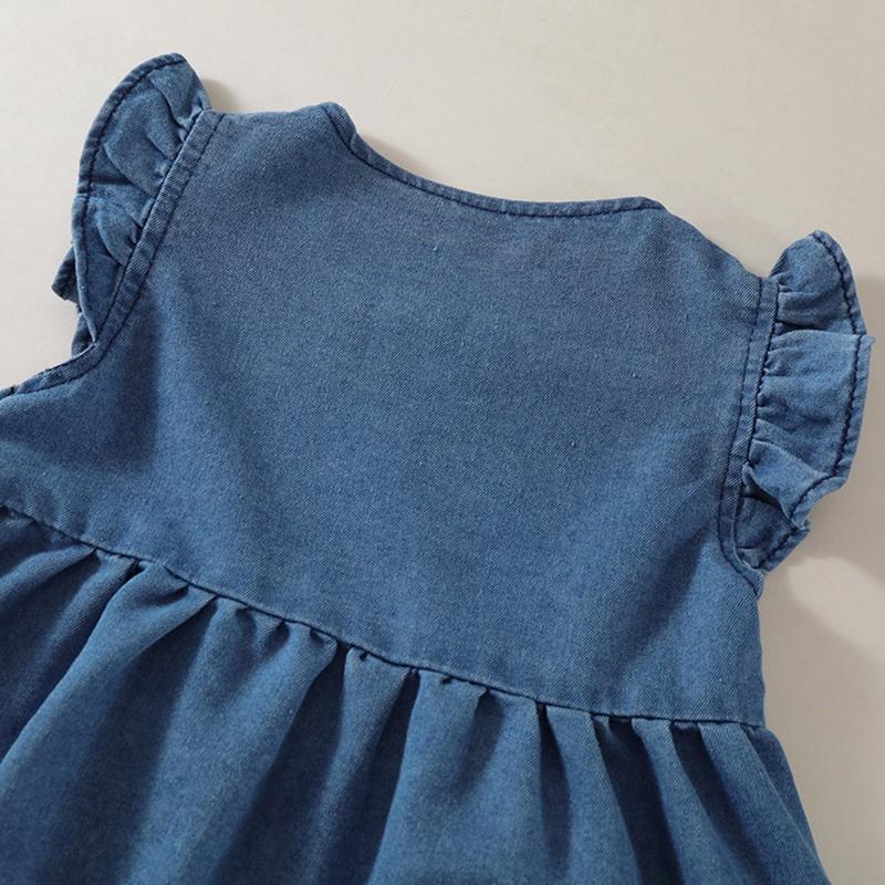 3-10 Years Kids Girls Blue Demin Dress Sleeveless Dress