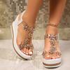 Women's Wedge Sandal Platform Low Heels Sandals Comfortable Strappy Summer Beach Walking Shoes for Women Open Toe Ankle T-Strap Dressy Bohemian Shoes