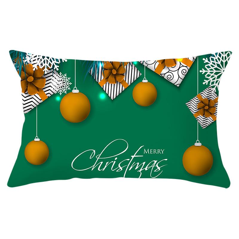 Green Series Christmas Peach Skin Printed Waist Pillowcase Square Sofa Pillowcase Office Pillowcase