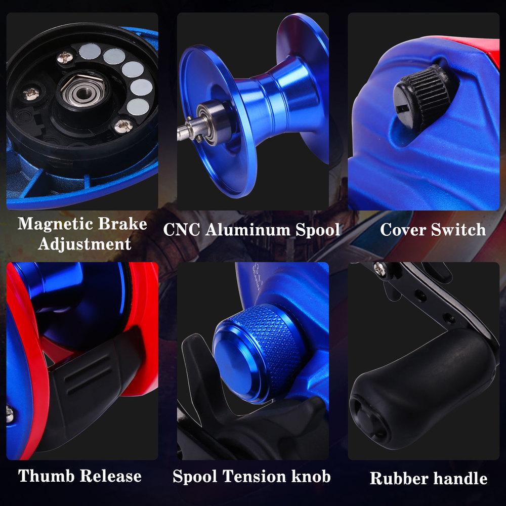 SOUGAYILANG 13 + 1BB Baitcasting Angelrolle Max Drag Power 8kg Karpfen Angeln Räder Angeln Tracking 