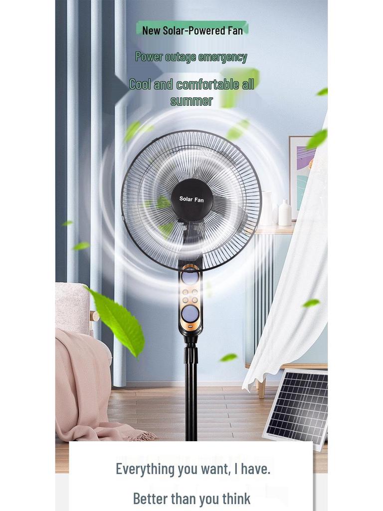 16-Inch Rechargeable Solar Floor Fan with Light for Outdoor Camping