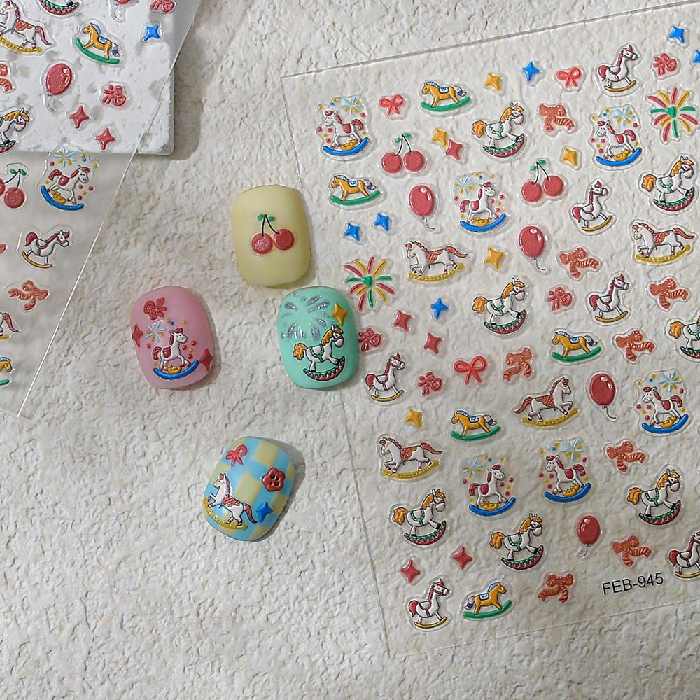 Auspicious 3D Horse Manicure Stickers - New Year DIY Blessings